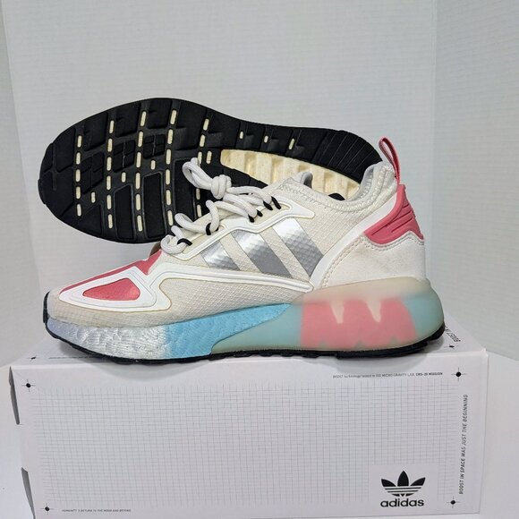 Adidas x NASA Womens ZX 2K BOOST FX7054 White Hazy Rose Running Shoes - Size 5.5 - Picture 7 of 12